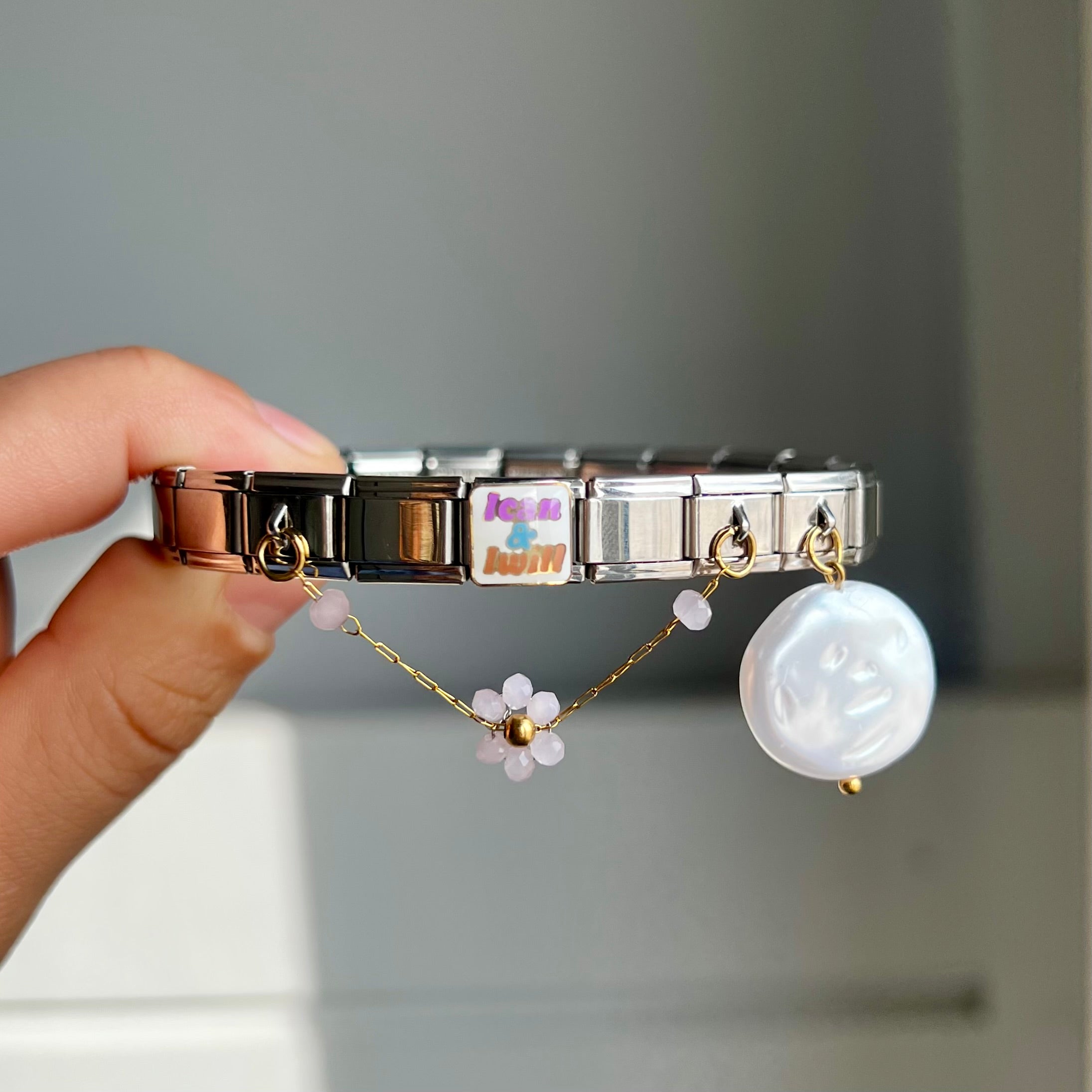 Pink Flower Italian Bracelet