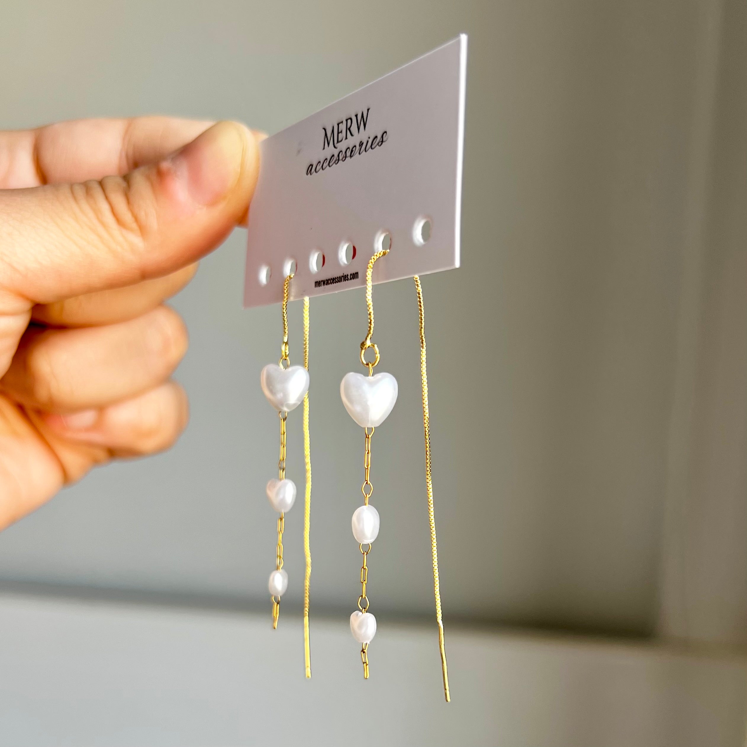 Heart Double Chain Earring