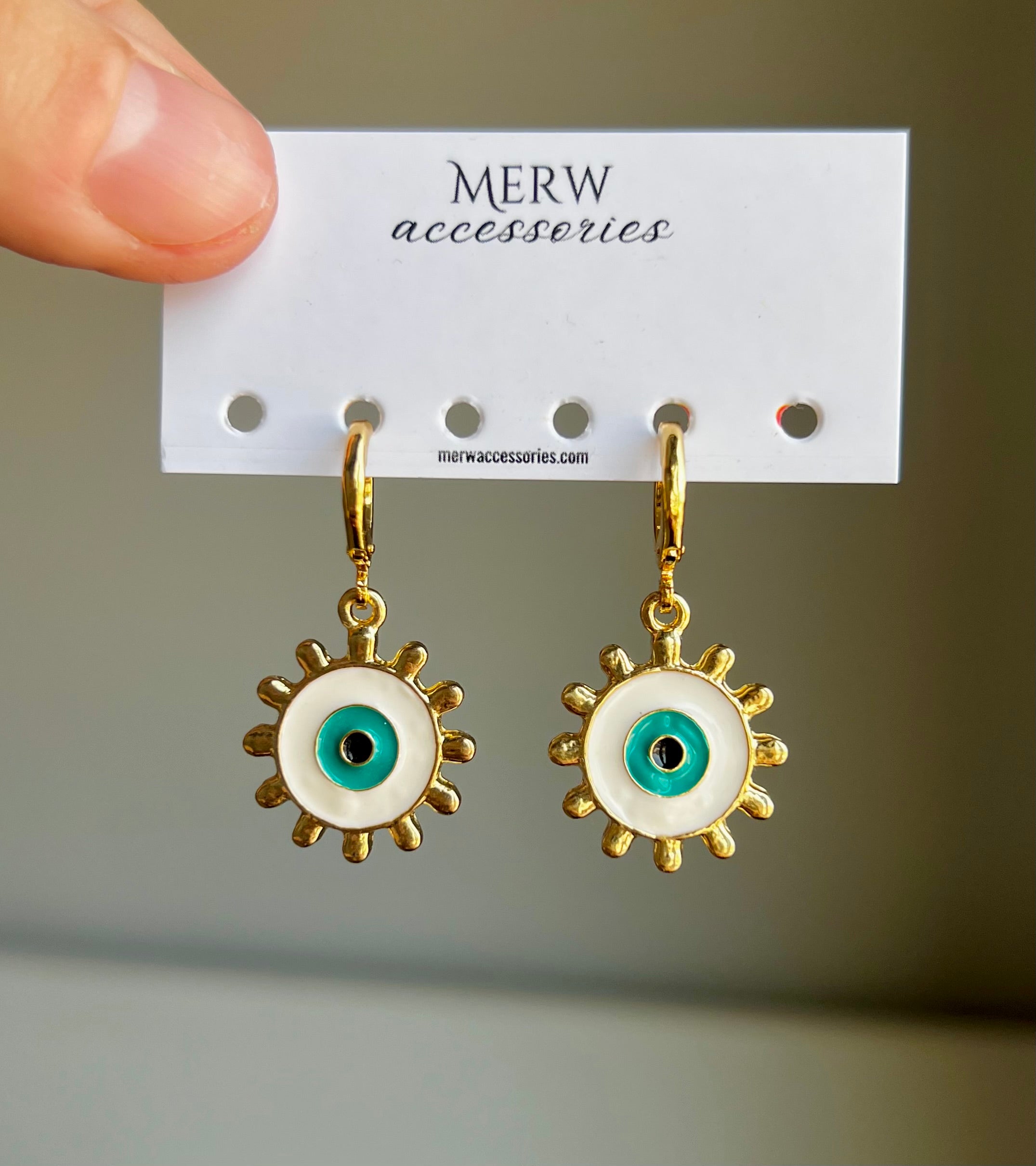 White-Blue Eye Earring
