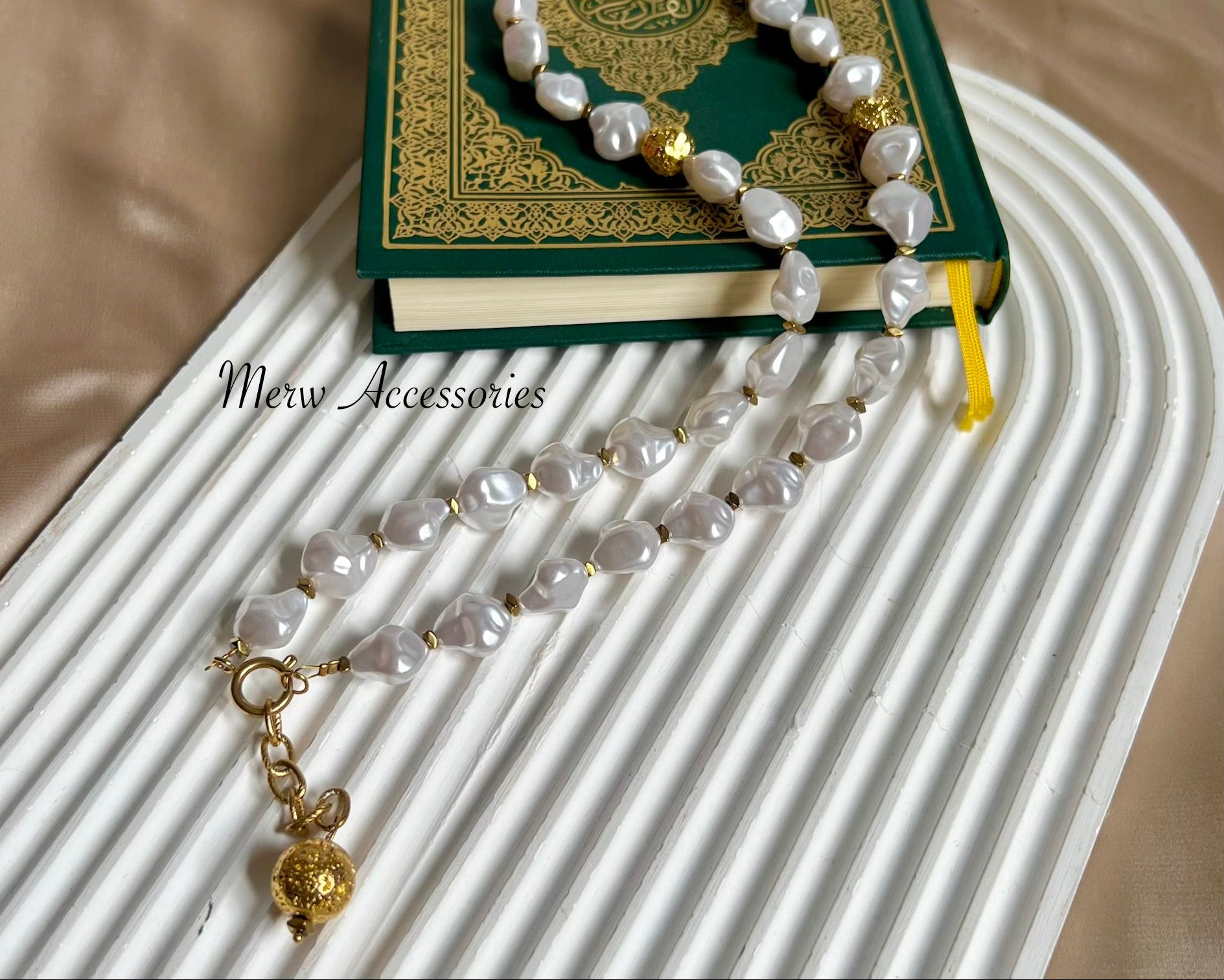 Pearl & Gold Sebha 33 Stones