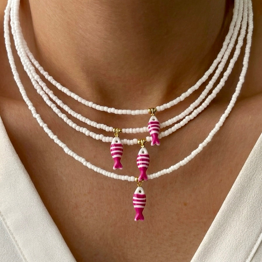 Pink fish Necklace