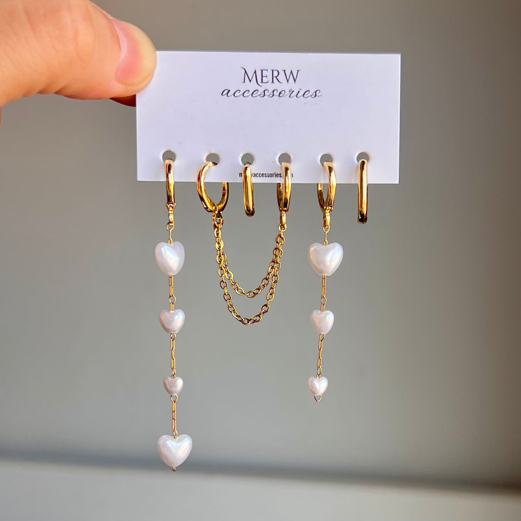 Heart Pearl Piercing Set