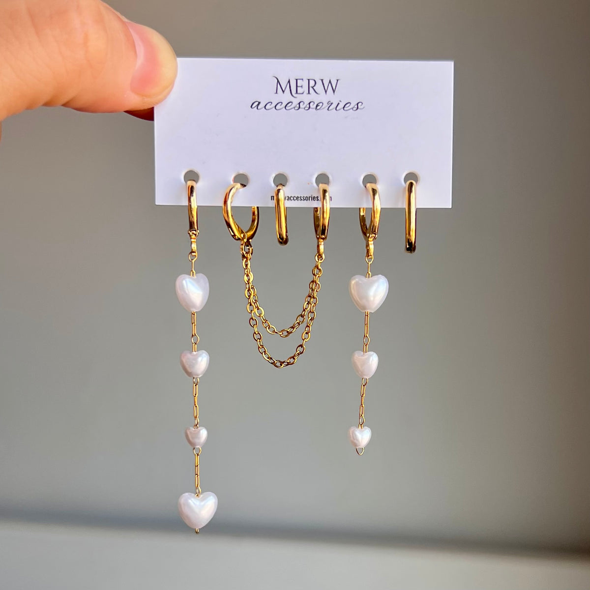 Heart Pearl Piercing Set
