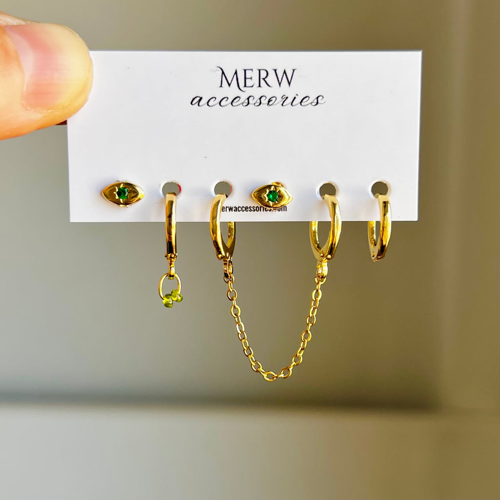 D Green Eye Piercing Set