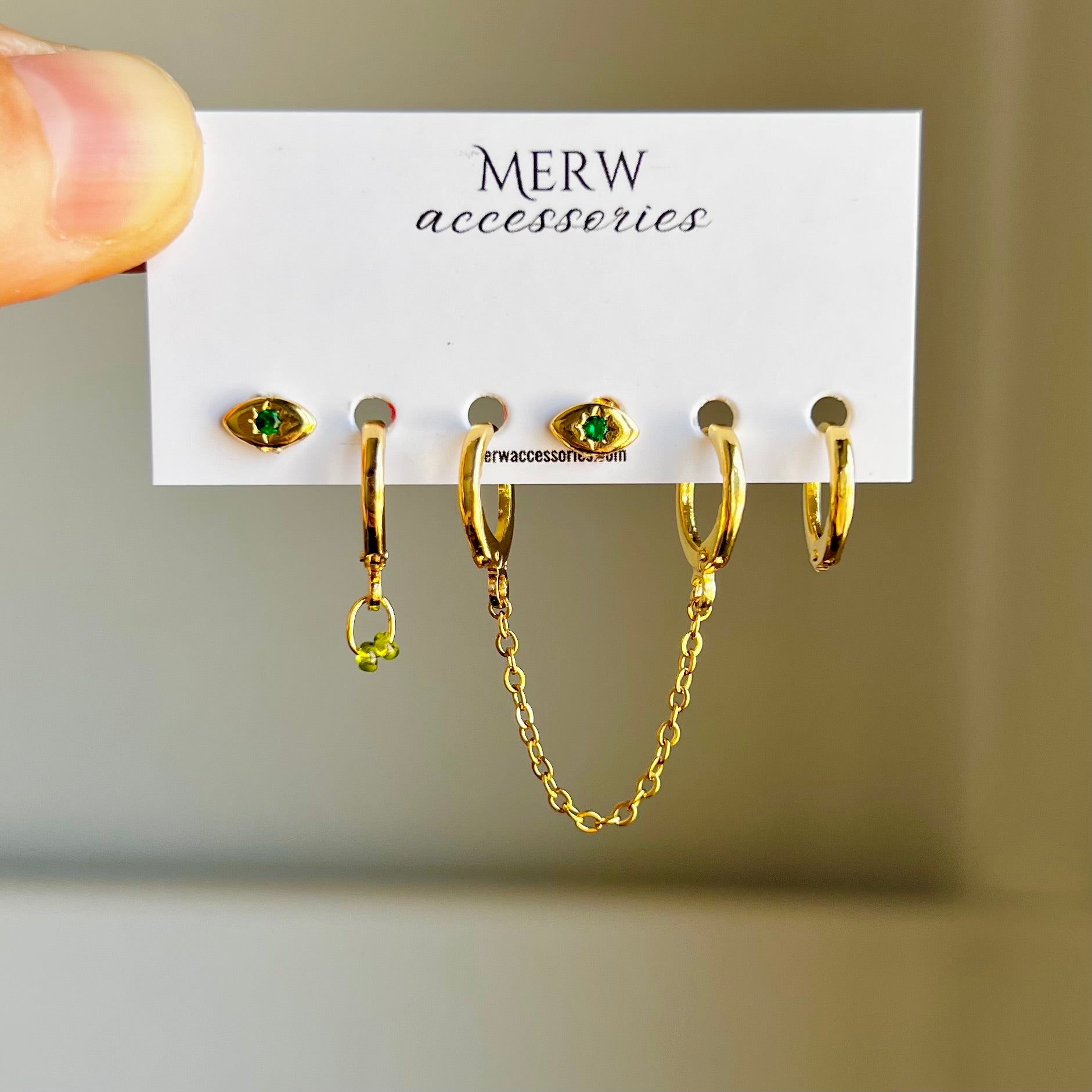 D Green Eye Piercing Set