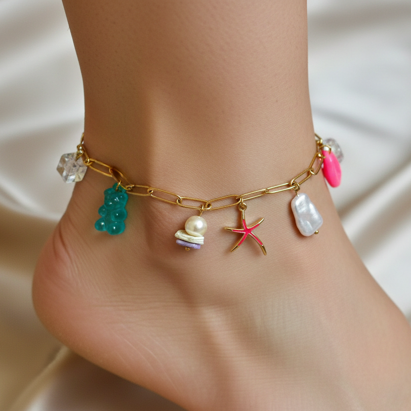 Pink Star Anklet