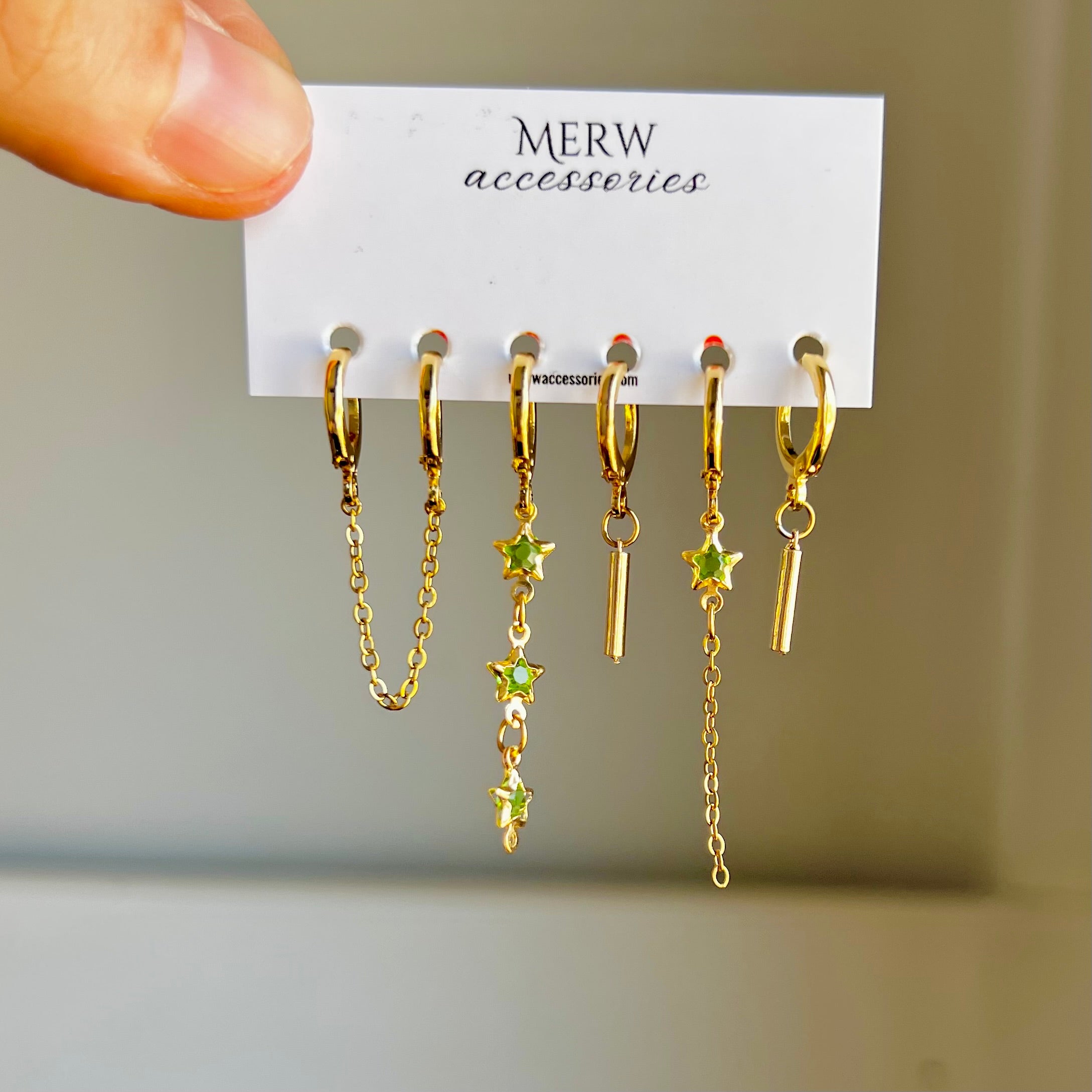 Green Starmoon Piercing Set