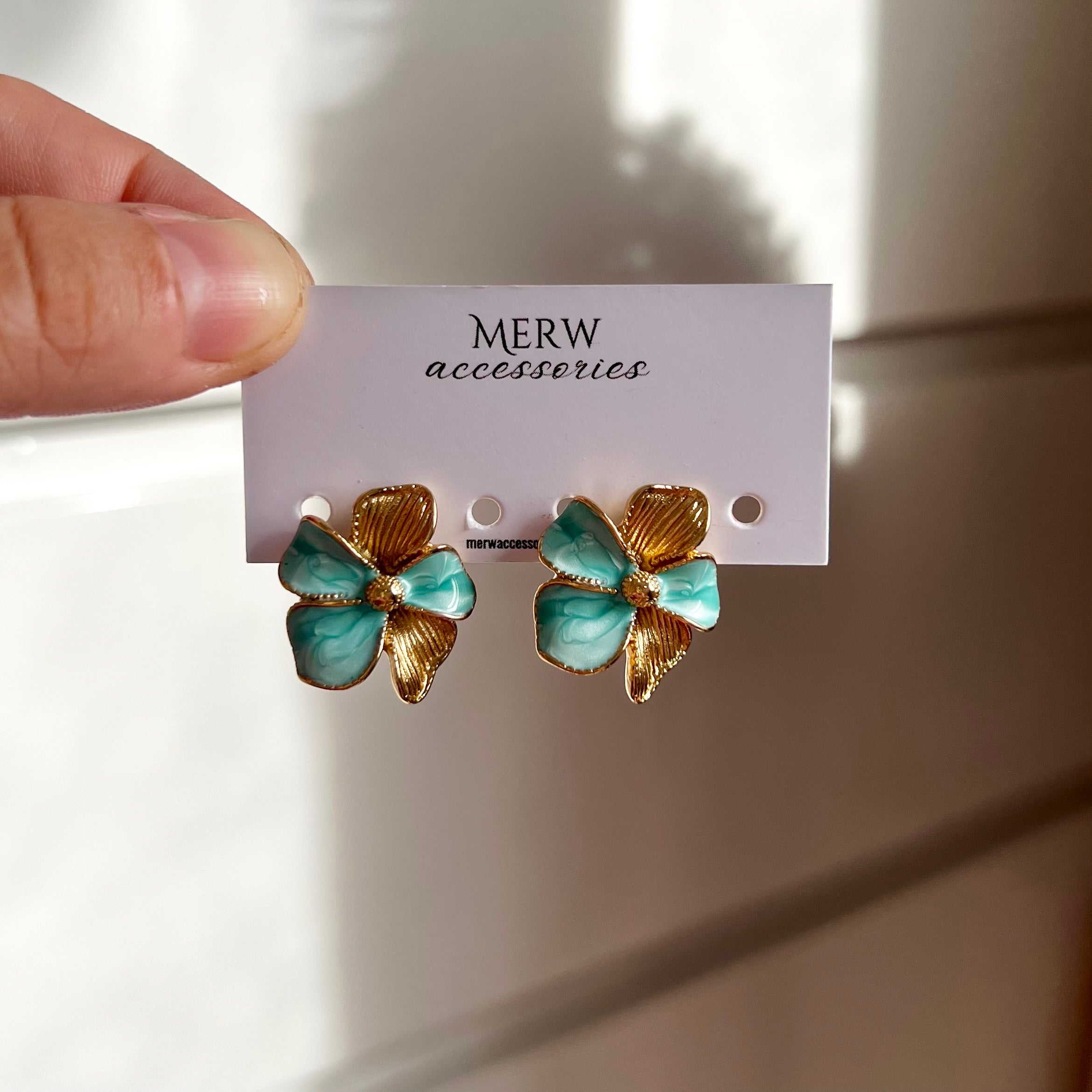 Aqua Flower Earring