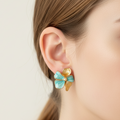 Aqua Flower Earring
