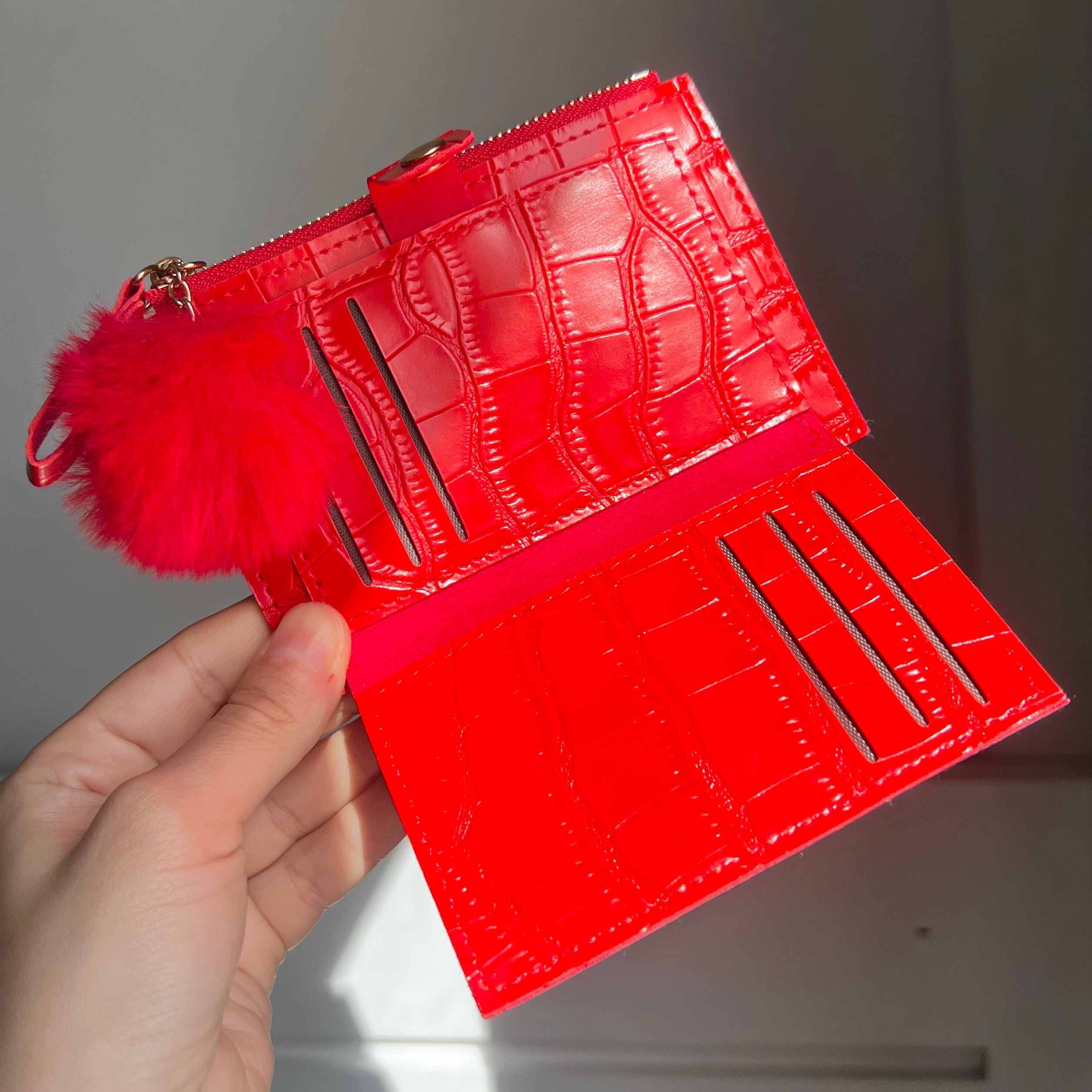 Red Wallet with Fur