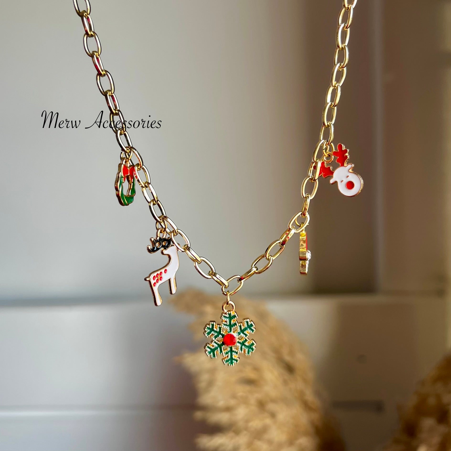 Green Christmas Tree Necklace
