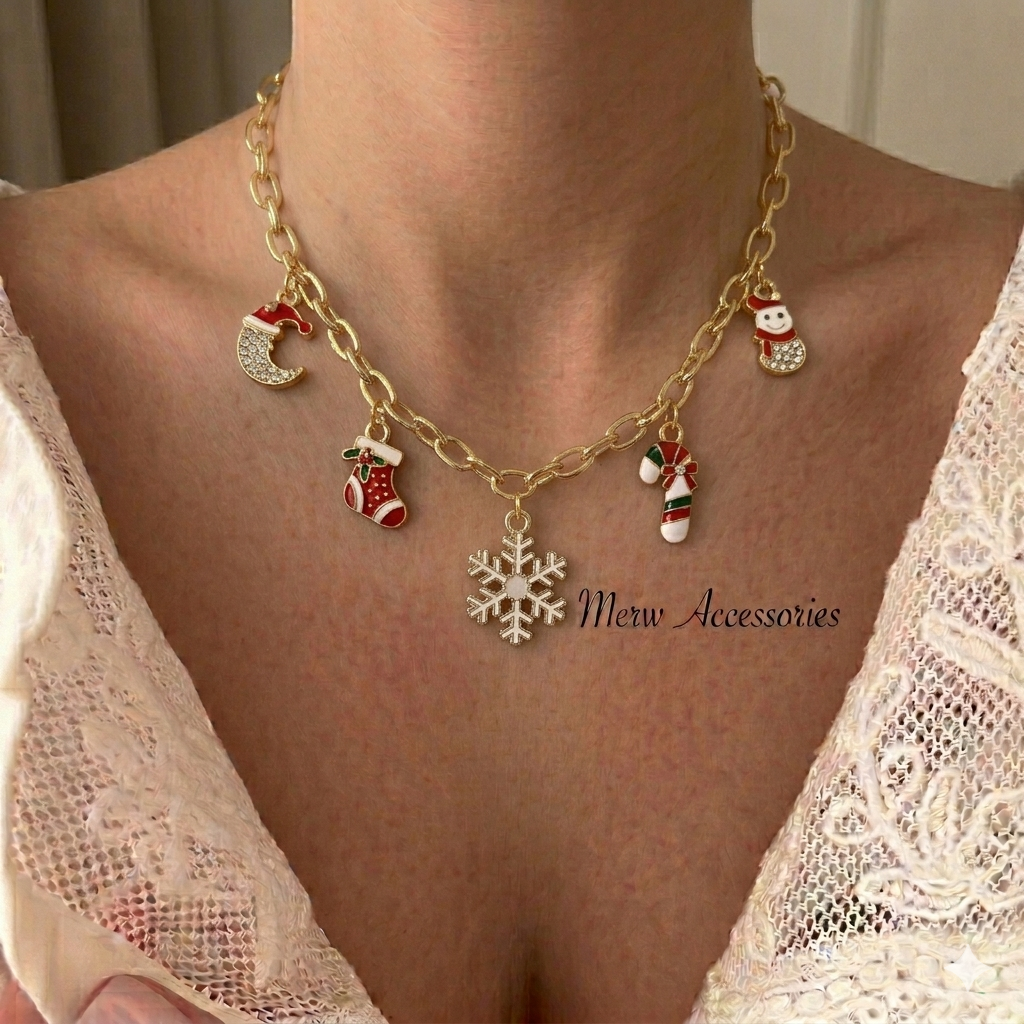 White Christmas Tree Necklace