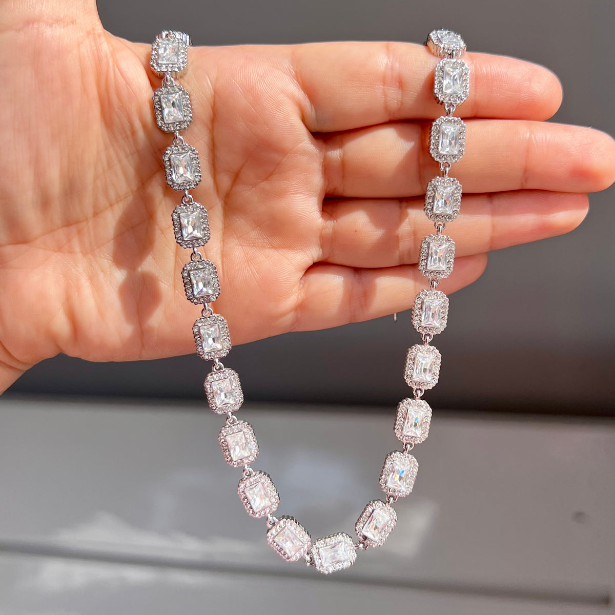 Silver Bright Square Necklace