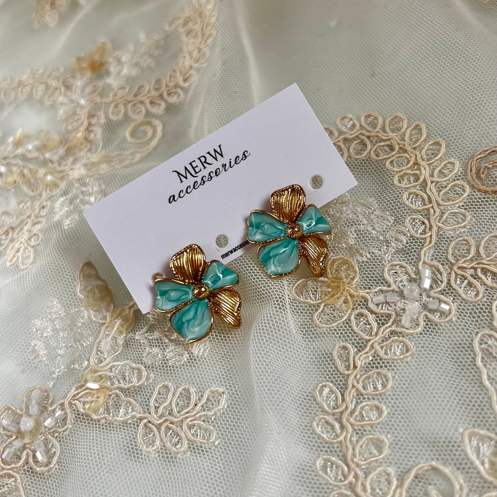 Aqua Flower Earring