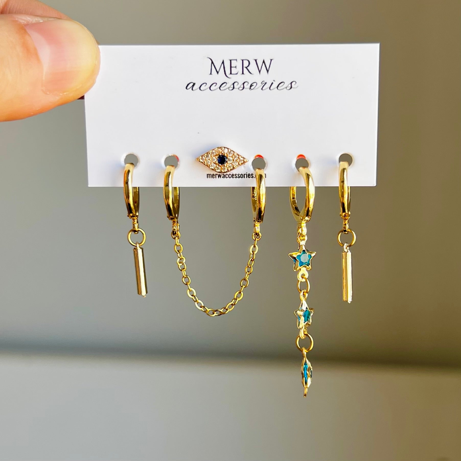 Aqua Eye Starmoon Piercing Set