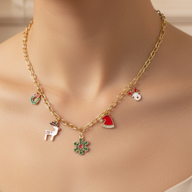 Green Christmas Tree Necklace