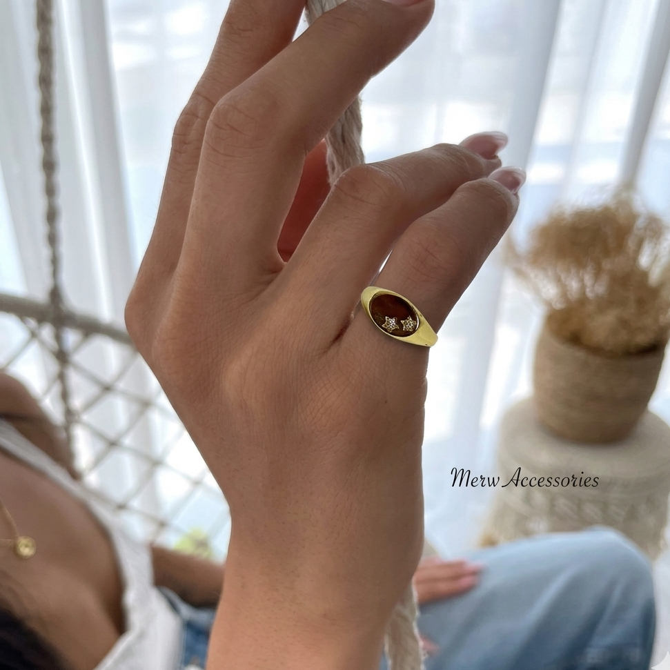 Double Star Pinky Ring