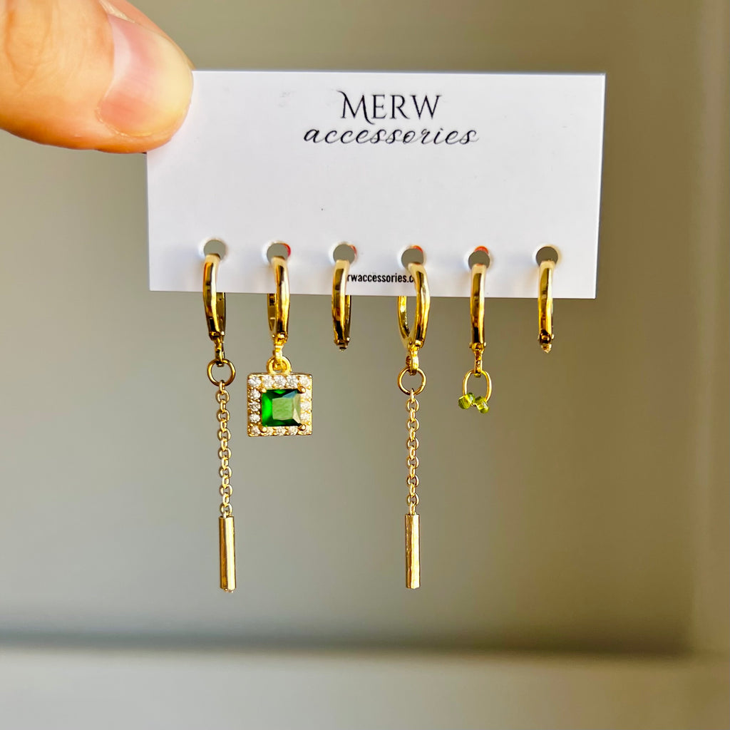 Emerald Square Piercing Set