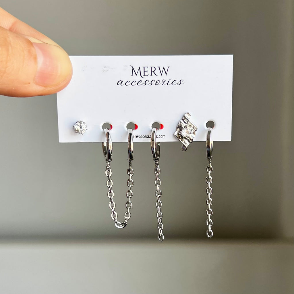 Crystal Silver Piercing Set