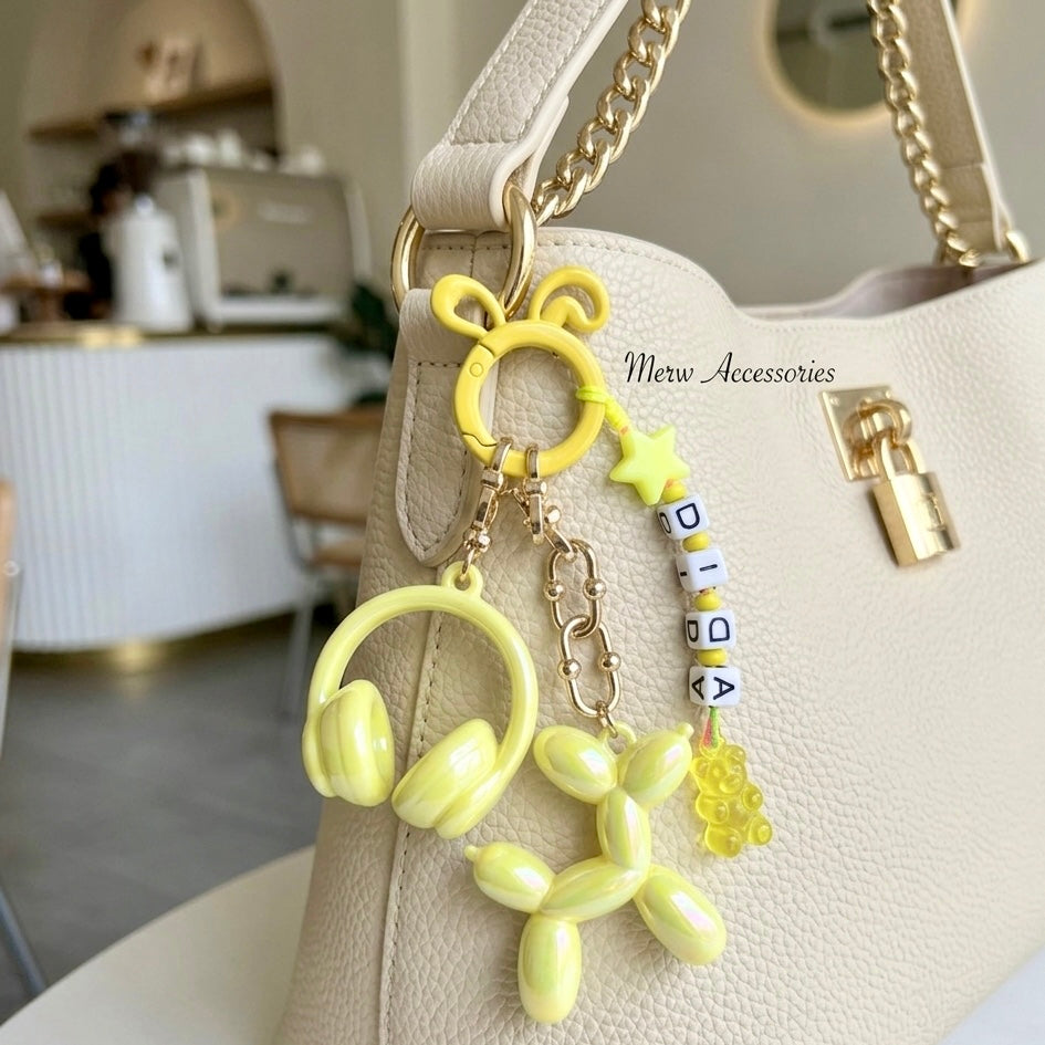 Yellow Bag Chain with Letters