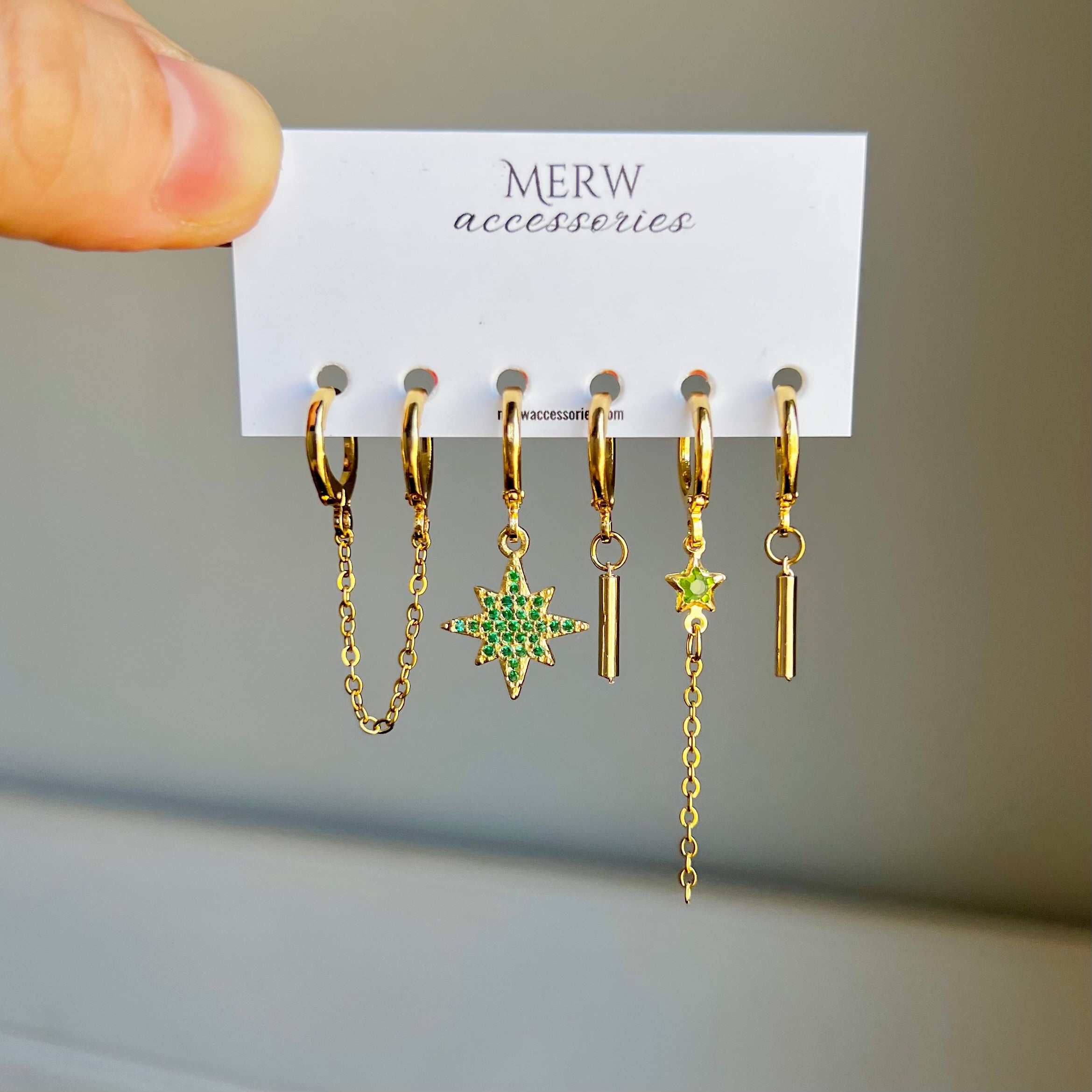 Emerald Starmoon Piercing Set