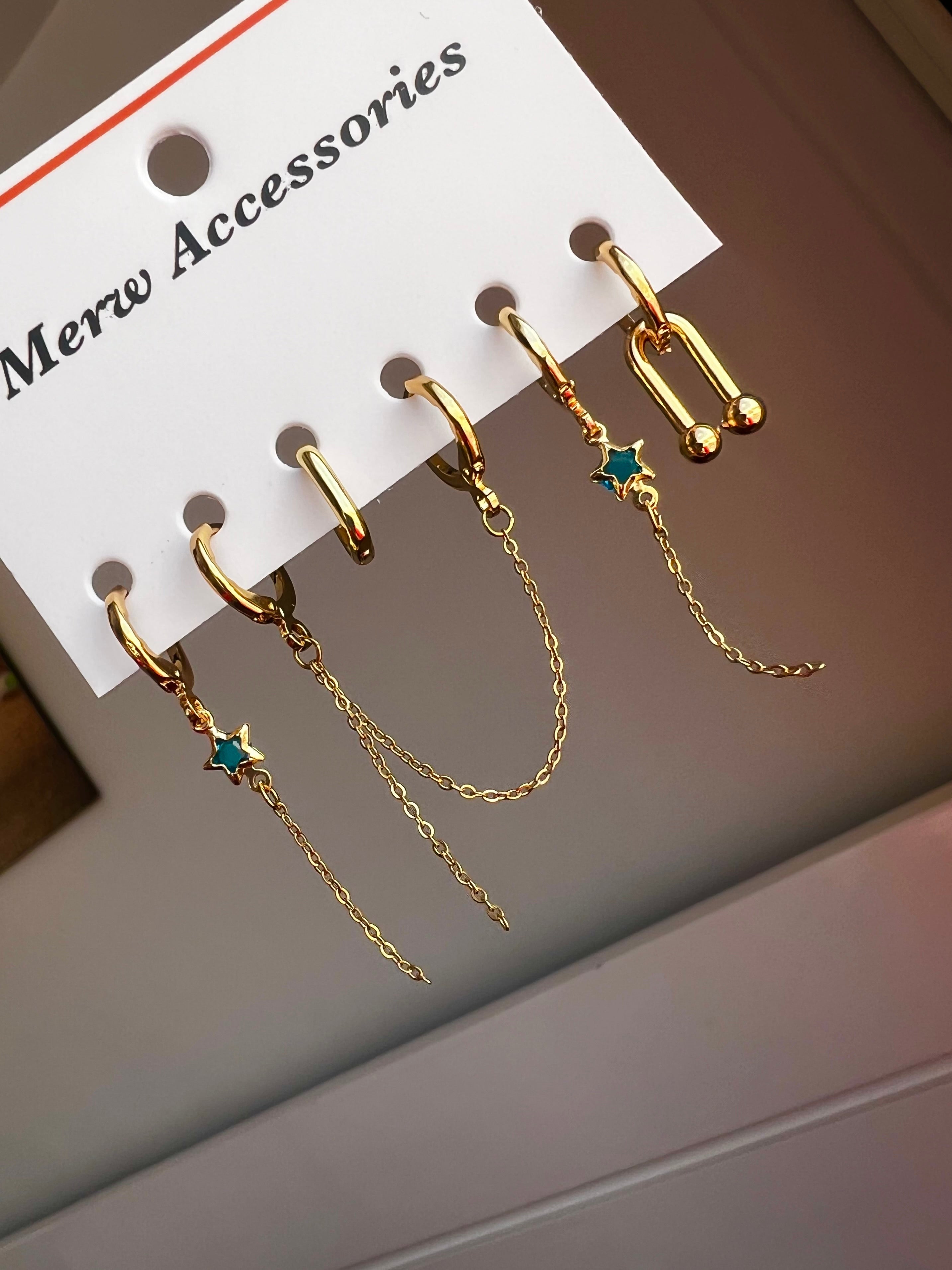 Double Blue Stars Piercing Set
