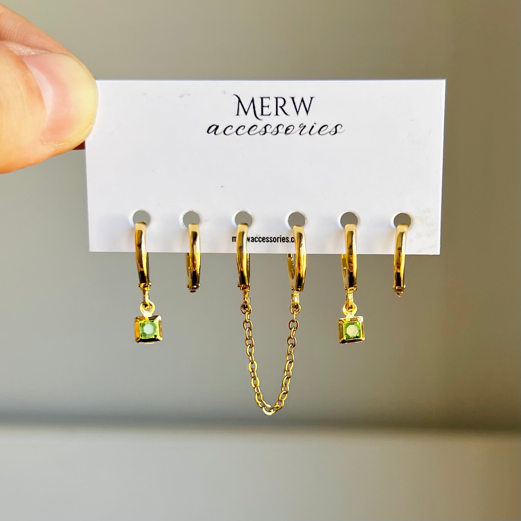 D Green Square Piercing Set