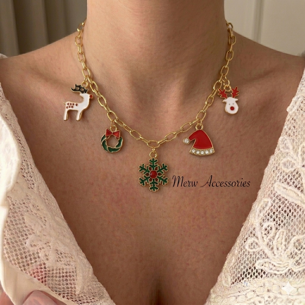 Green Christmas Tree Necklace