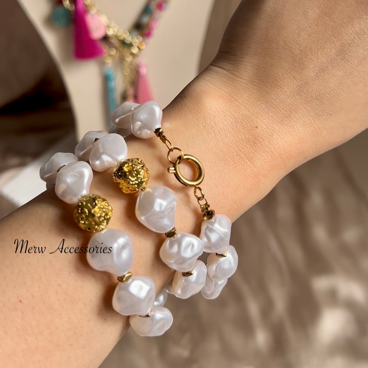 Pearl & Gold Sebha 33 Stones