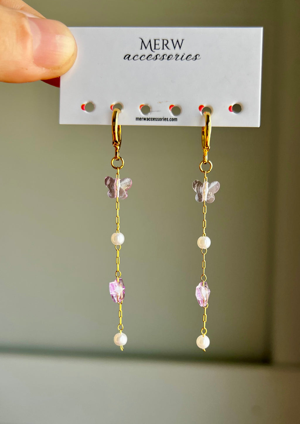 Lavender butterflies earring