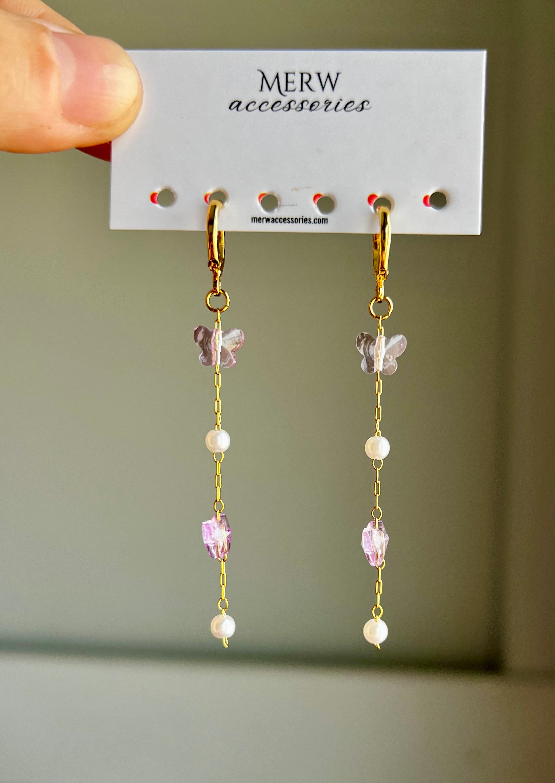 Lavender butterflies earring