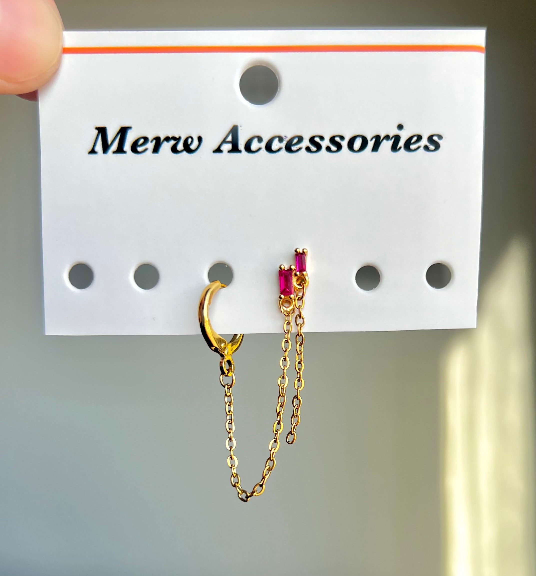 Pink connect earring