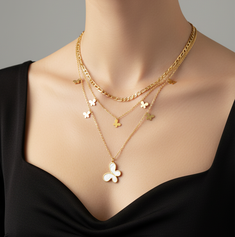 3 Layers White Butterfly