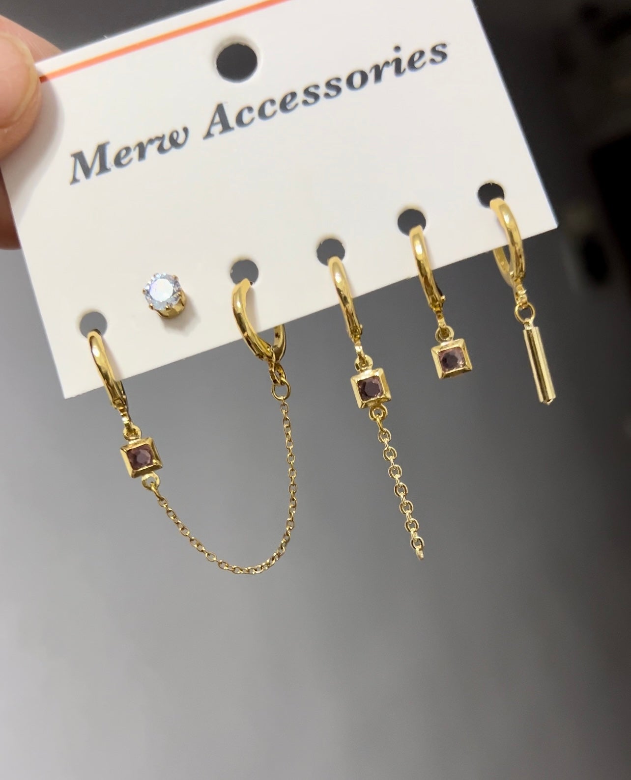 Brown Square Piercing Set