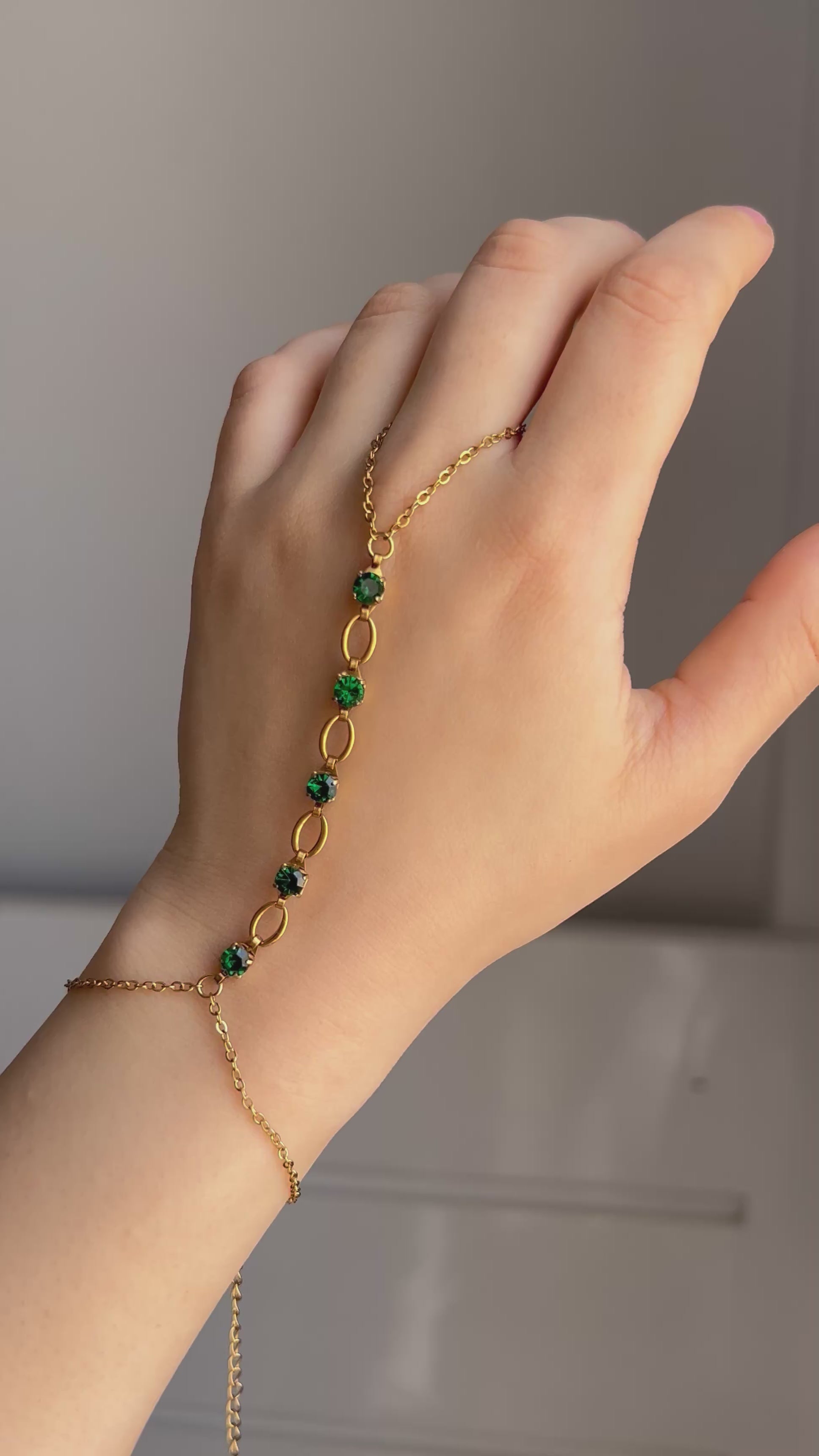 Bright Emerald Hand Chain