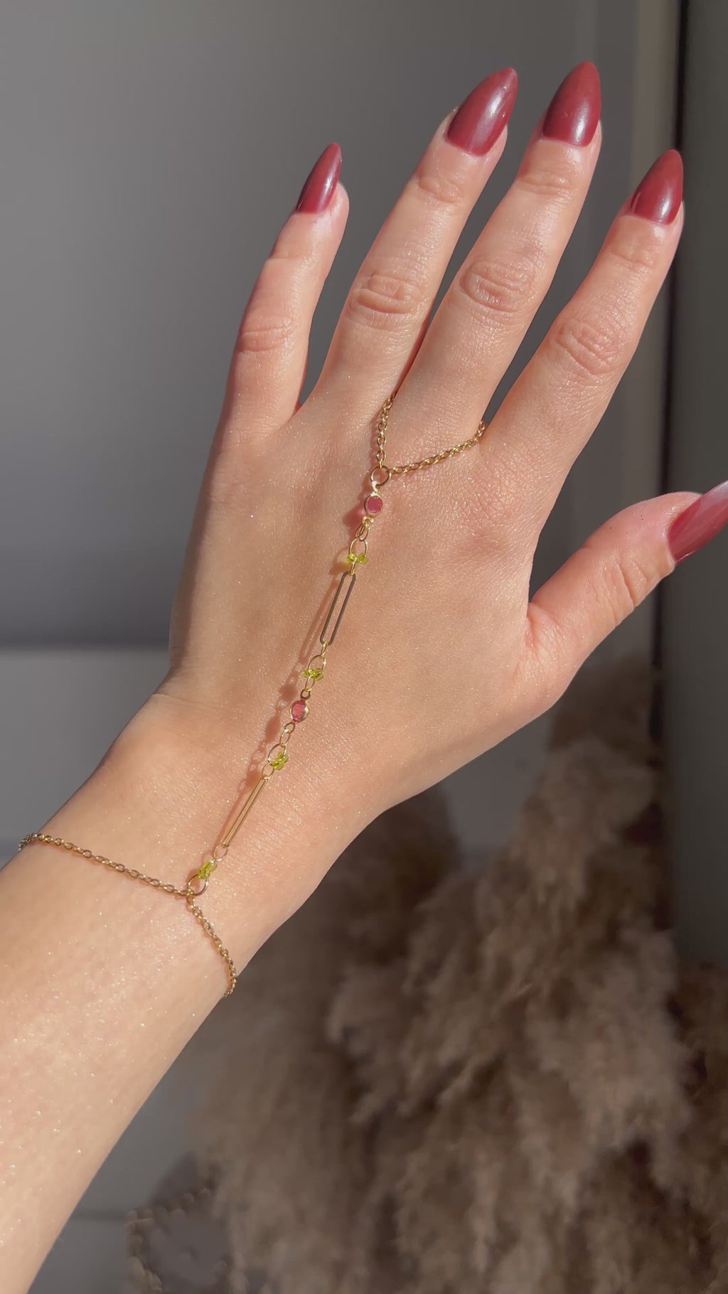 Pink Stones Hand Chain