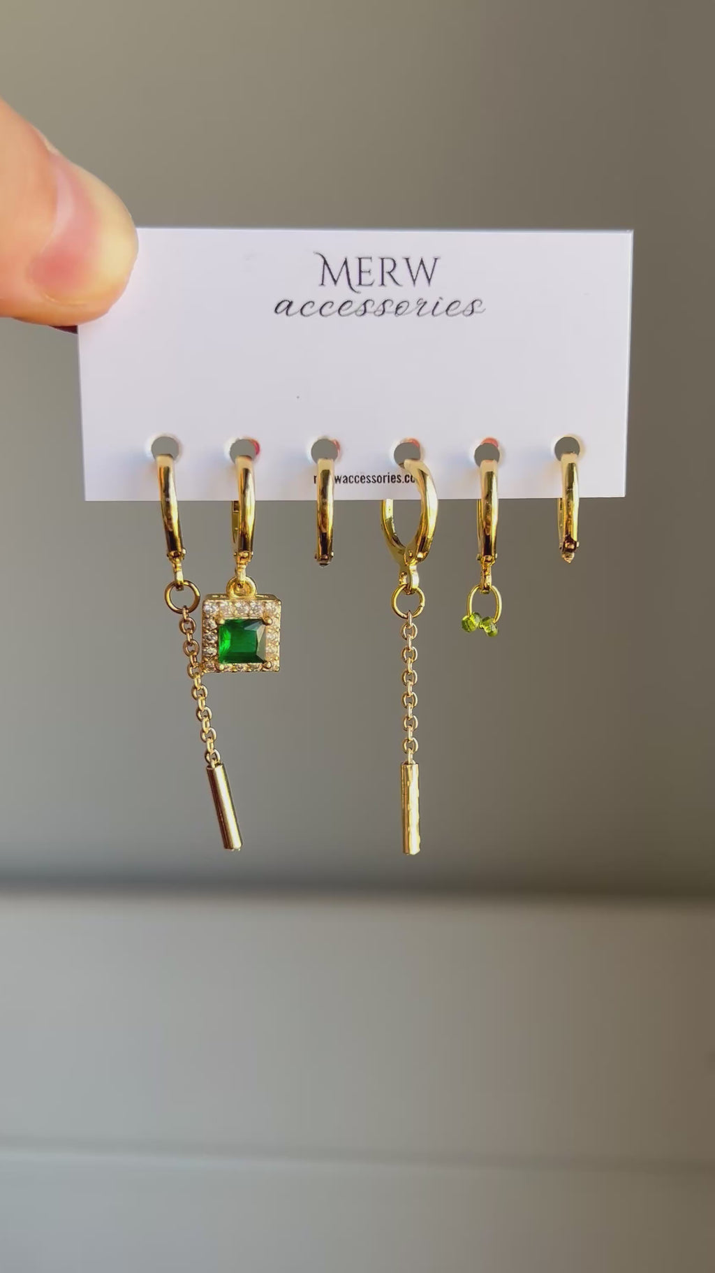 Emerald Square Piercing Set